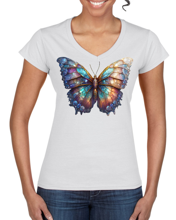 Ladies Softstyle V-Neck T-Shirt Partner Shirt Brilliant Butterfly