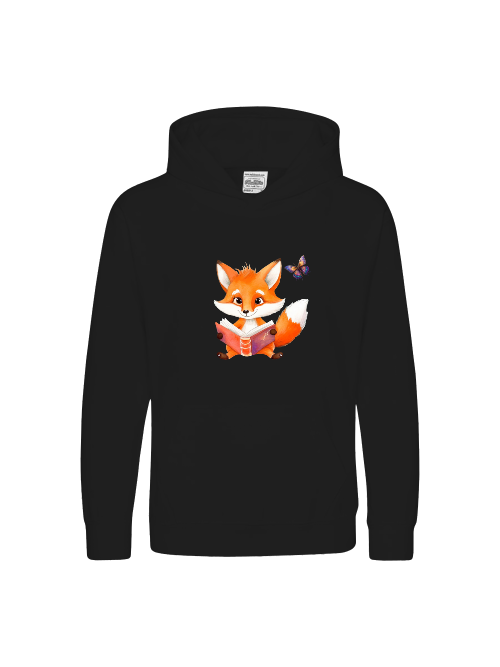 Sudadera con capucha premium para niños Zorro con mariposa