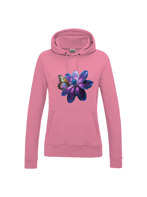 Girlie College Hoodie Partnershirt Gallaxieblume mit Schmetterling