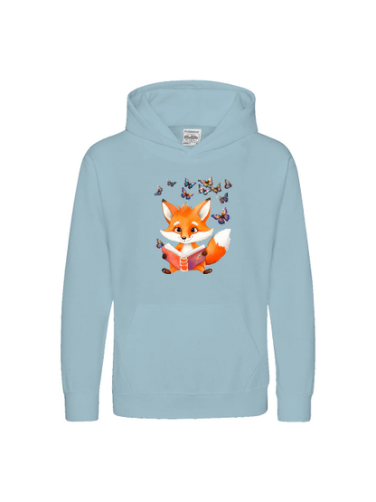 Sudadera con capucha premium para niños Zorro con grupo de mariposas