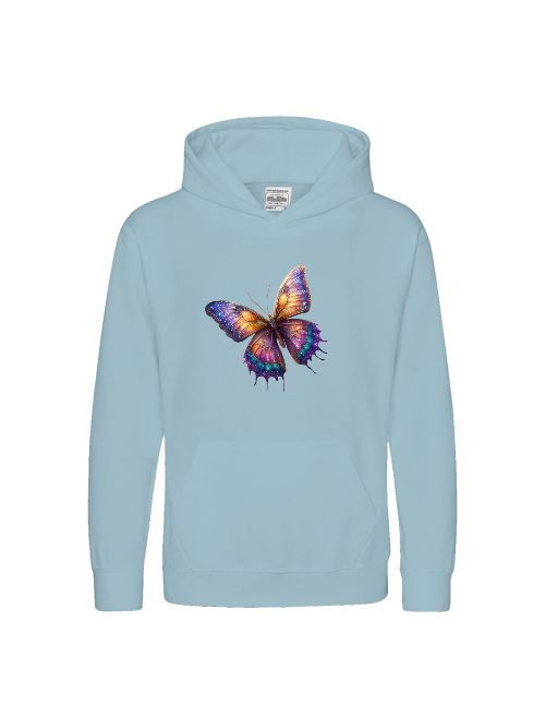 Kids Premium Hooded Sweat Butterfly in shades of blue