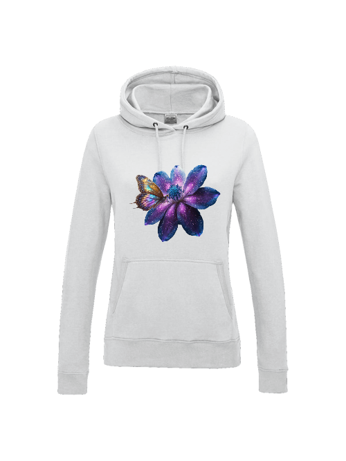 Girlie College Hoodie Partnershirt Gallaxieblume mit Schmetterling