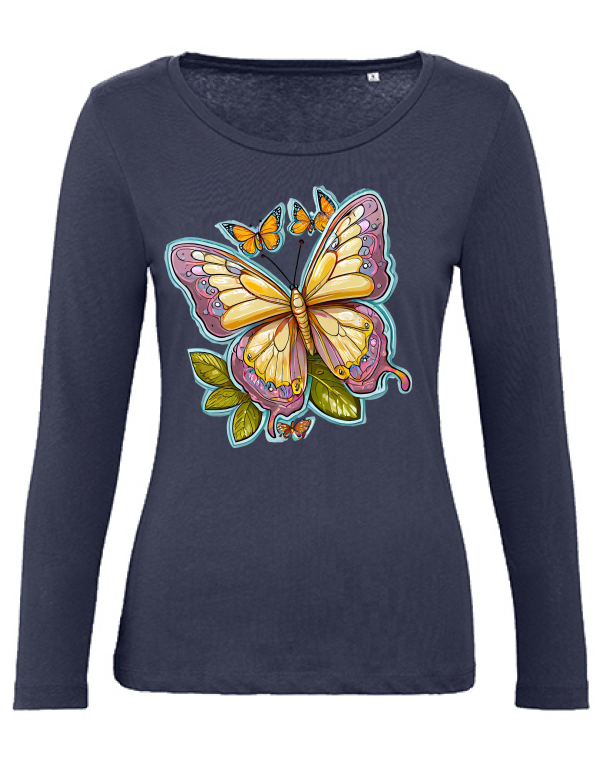 Organic Inspire women partner shirt butterfly painted