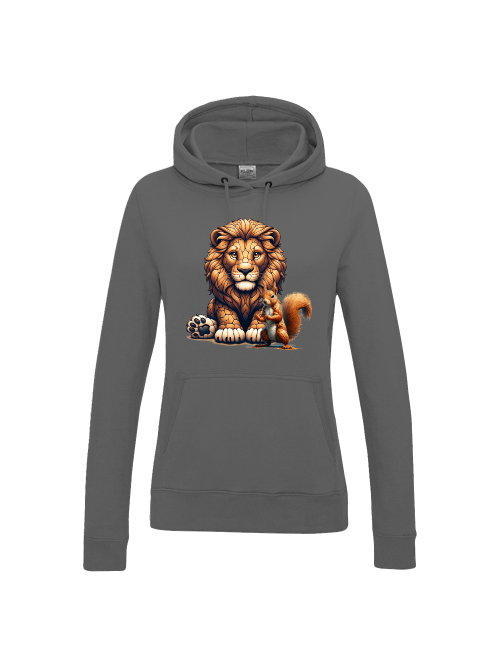 Girlie College Hoodie Partnershirt Löwe mit Eichhörnchen