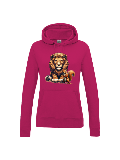 Girlie College Hoodie Partnershirt Löwe mit Eichhörnchen