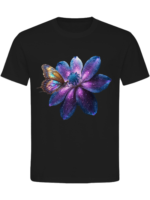 Heavy Cotton T-Shirt Partner Shirt Gallaxie Flower with Butterfly