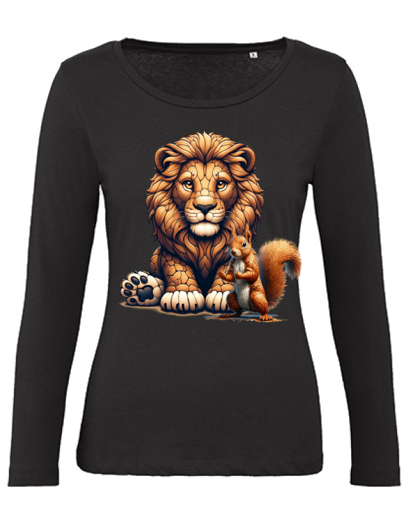 Organic Inspire women Partnershirt Löwe mit Eichhörnchen