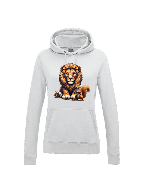 Girlie College Hoodie Partnershirt Löwe mit Eichhörnchen