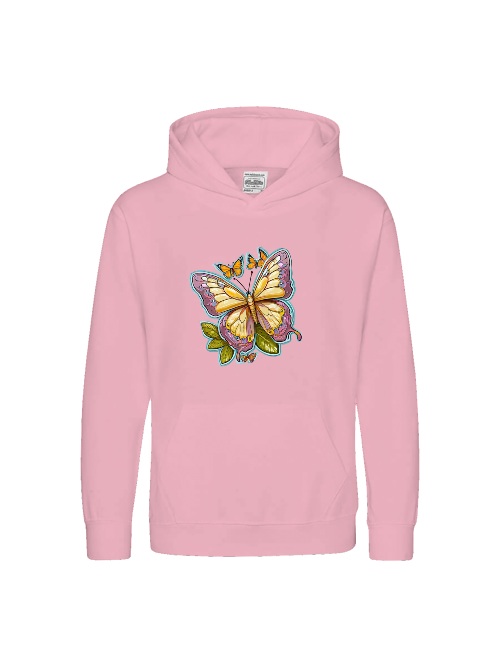 Sudadera con capucha premium para niños con aura pintada de mariposa